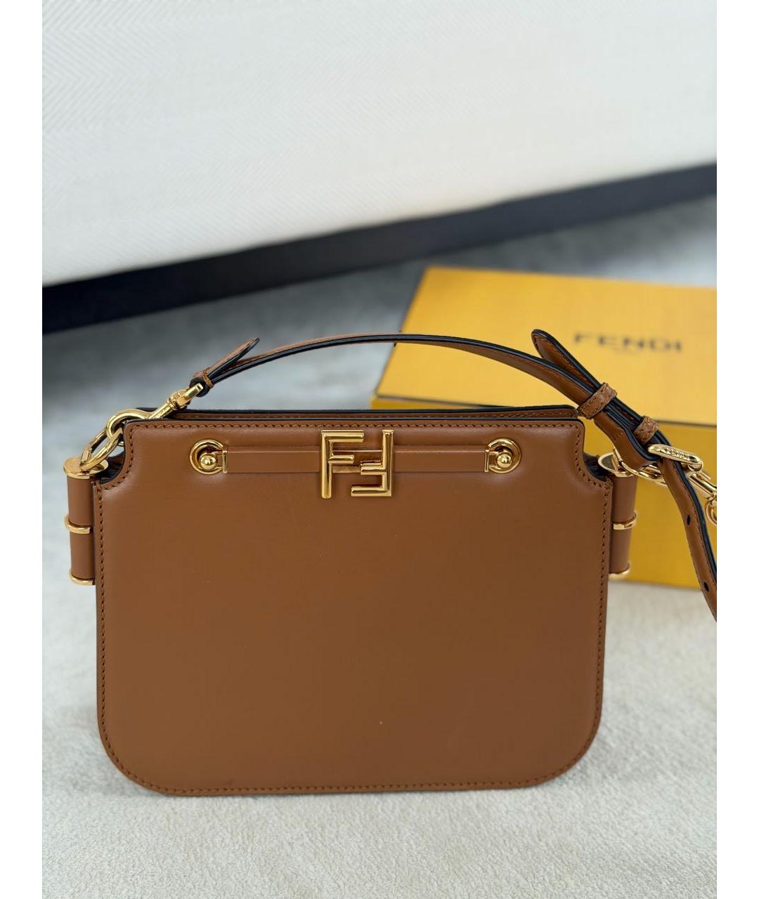 FENDI Коричневая кожаная сумка через плечо, фото 3