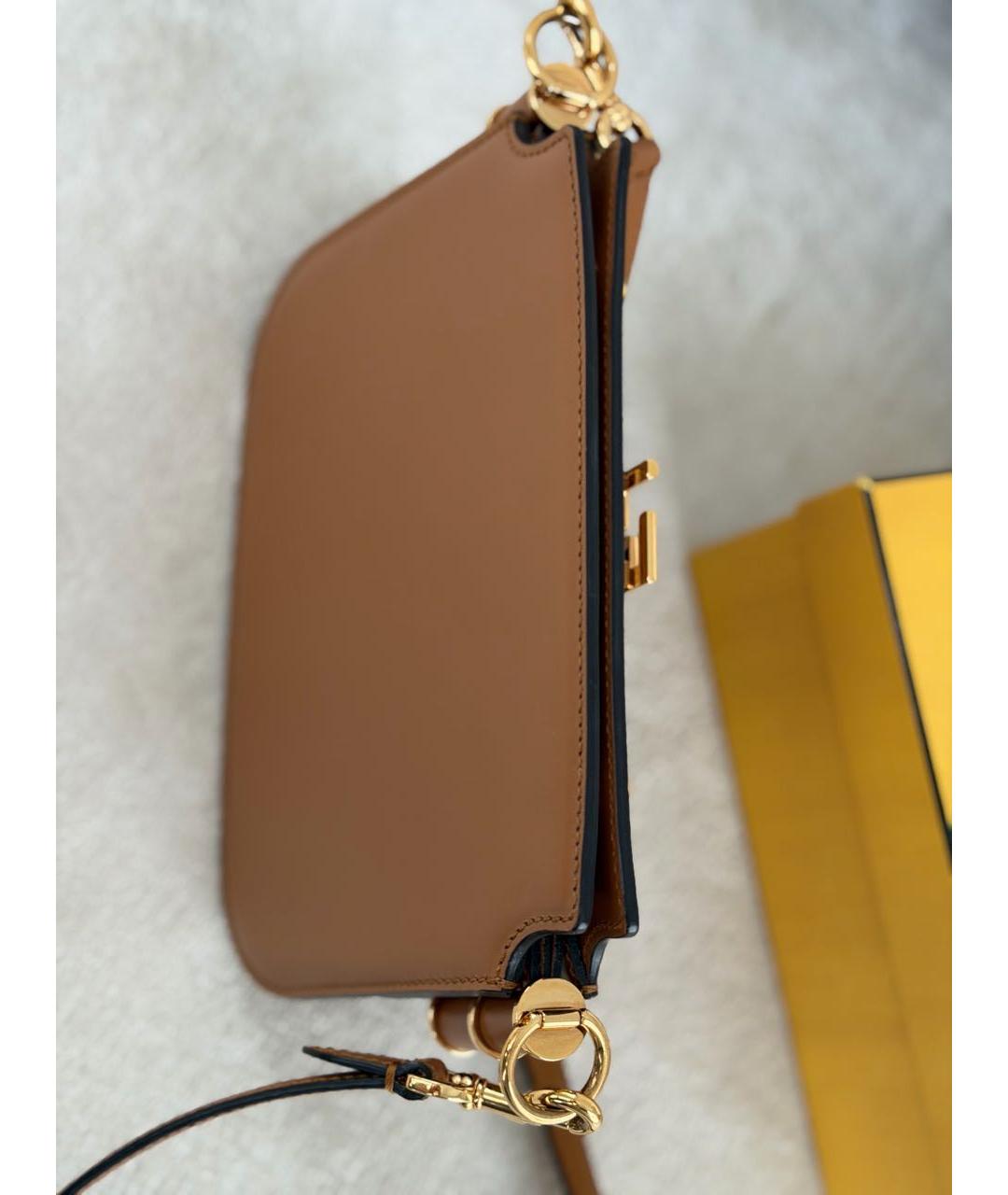 FENDI Коричневая кожаная сумка через плечо, фото 5