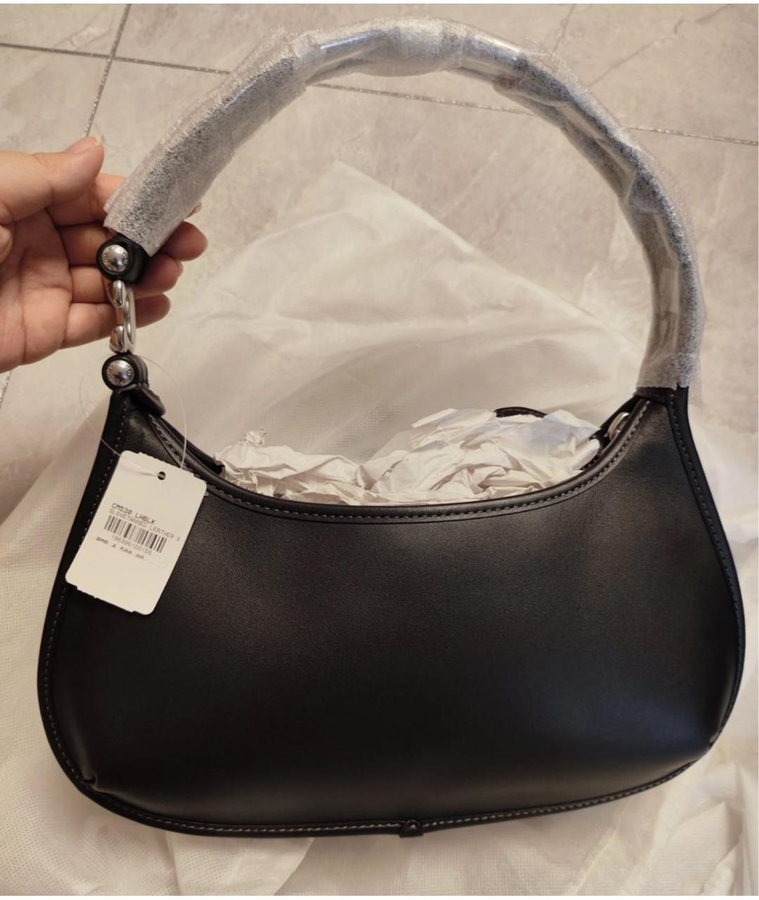 COACH Черная кожаная сумка через плечо, фото 6