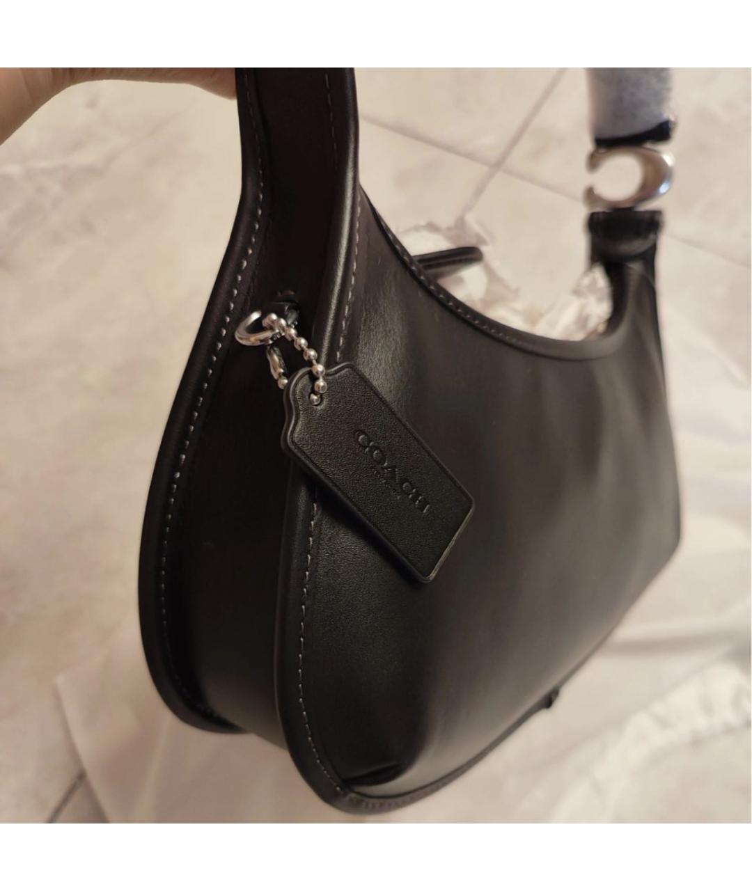 COACH Черная кожаная сумка через плечо, фото 8