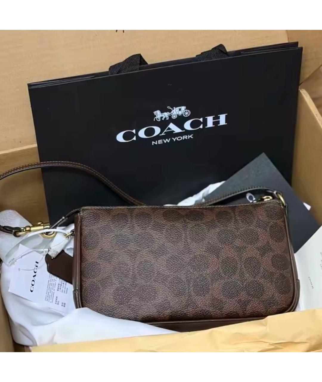 COACH Коричневая сумка через плечо из искусственной кожи, фото 7