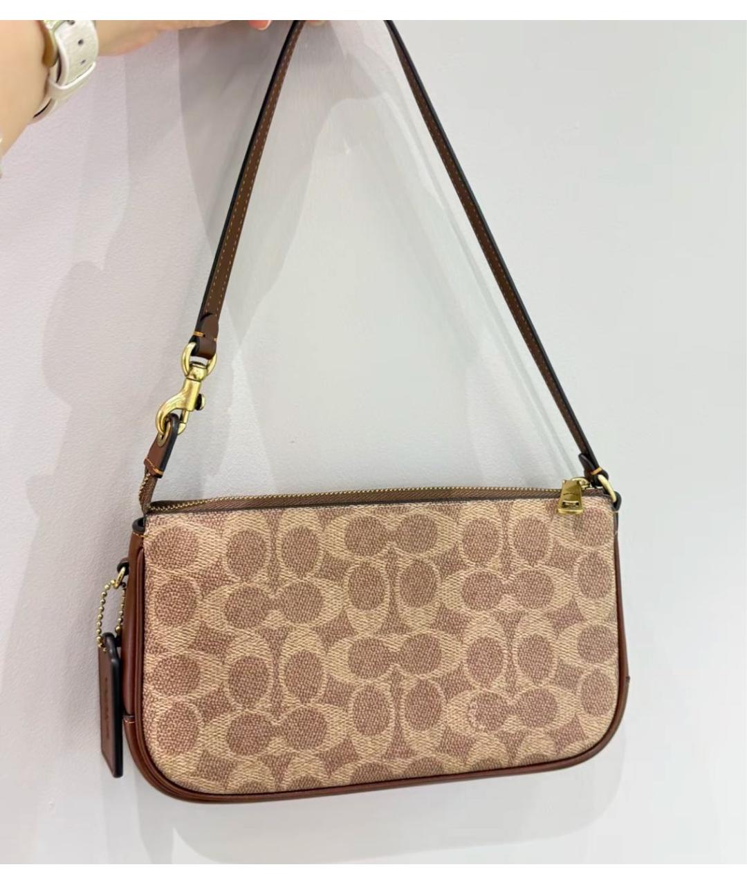 COACH Бежевая сумка с короткими ручками, фото 7