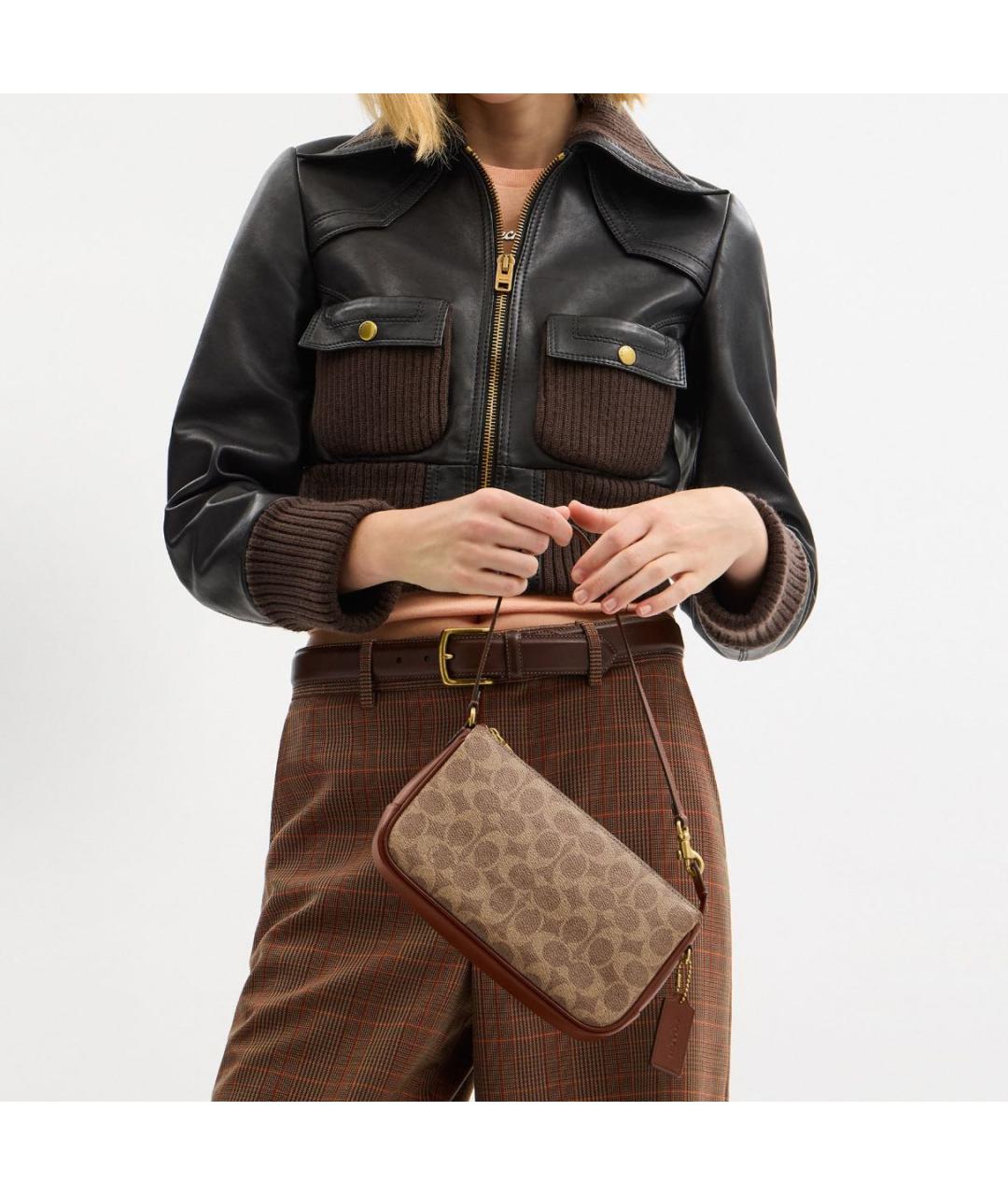 COACH Бежевая сумка с короткими ручками, фото 6