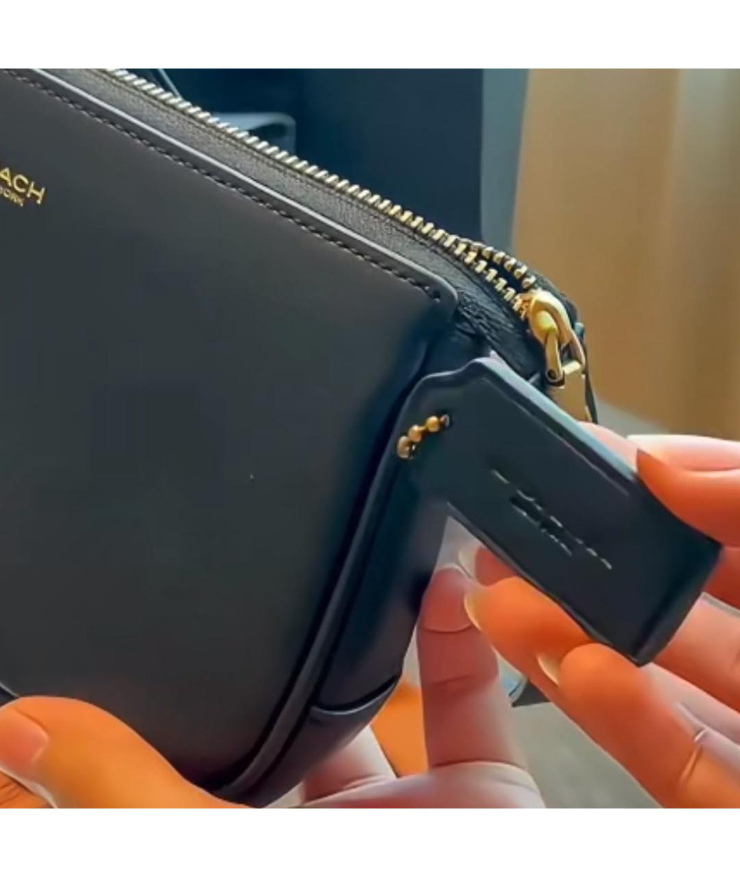 COACH Черная кожаная сумка через плечо, фото 6