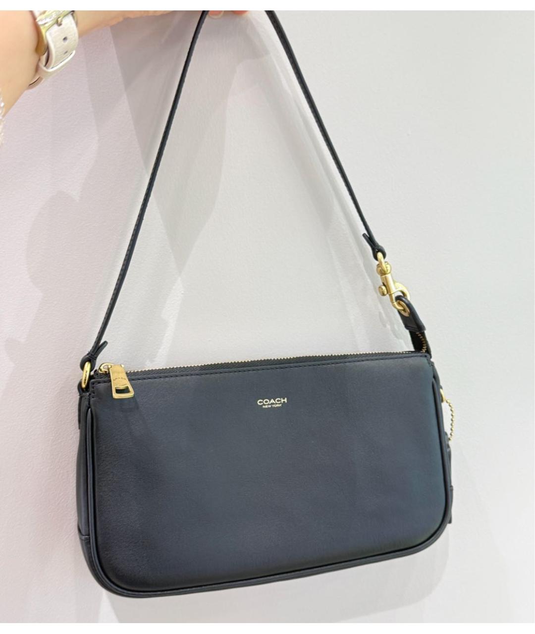 COACH Черная кожаная сумка через плечо, фото 5