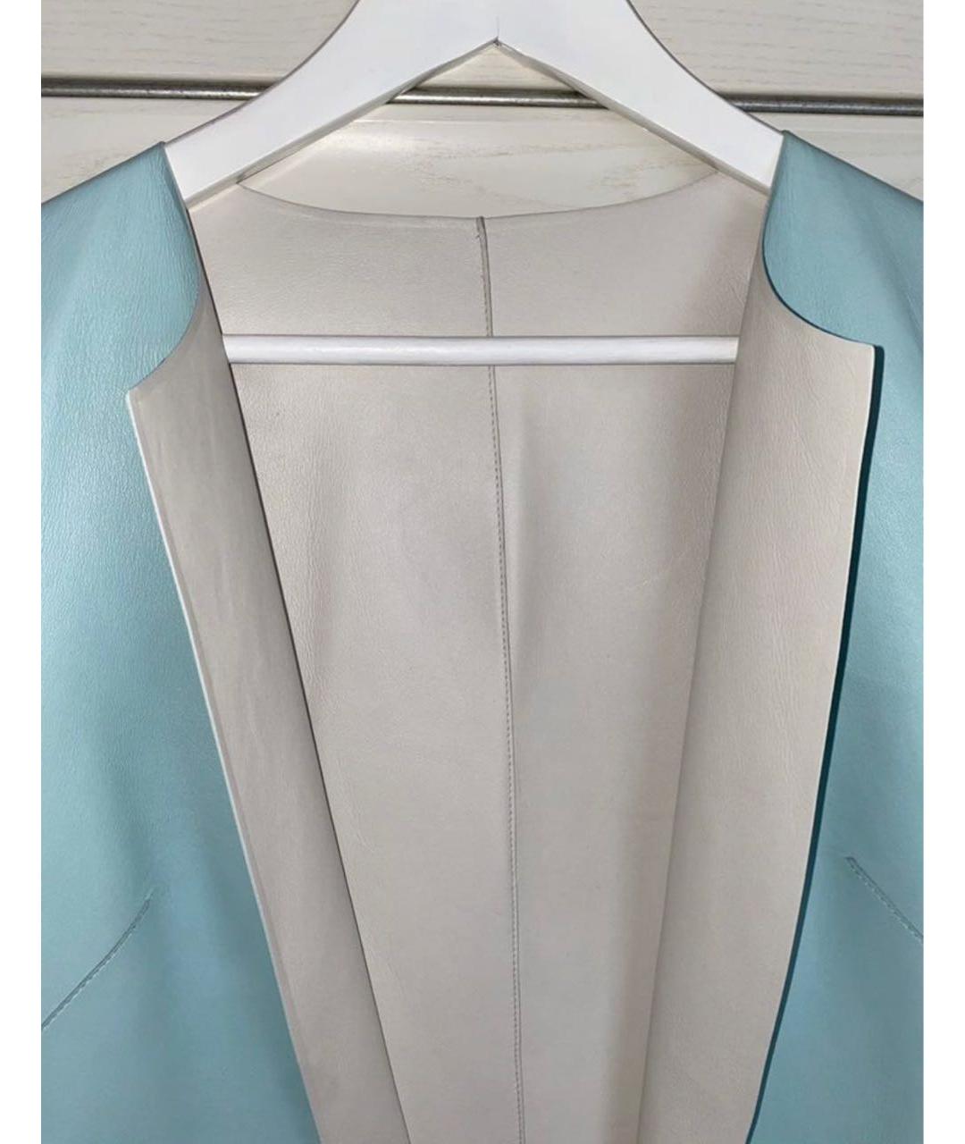 ESCADA Бирюзовый кожаный тренч/плащ, фото 5