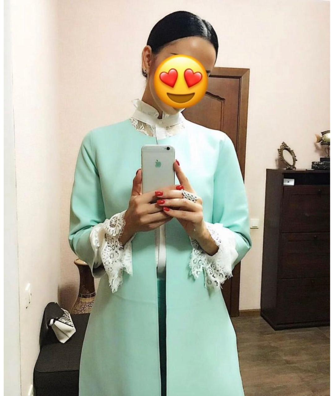 ESCADA Бирюзовый кожаный тренч/плащ, фото 8