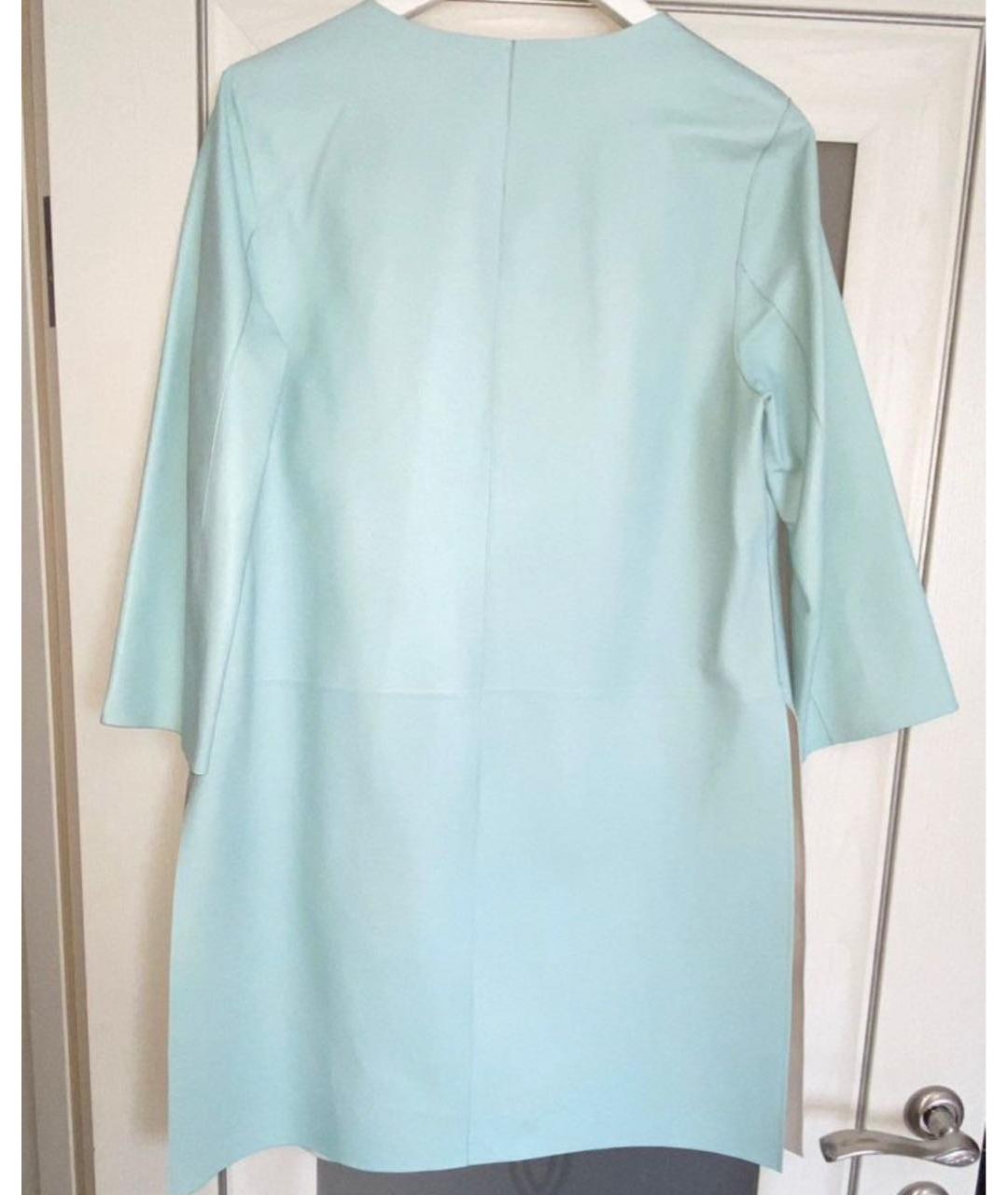 ESCADA Бирюзовый кожаный тренч/плащ, фото 6