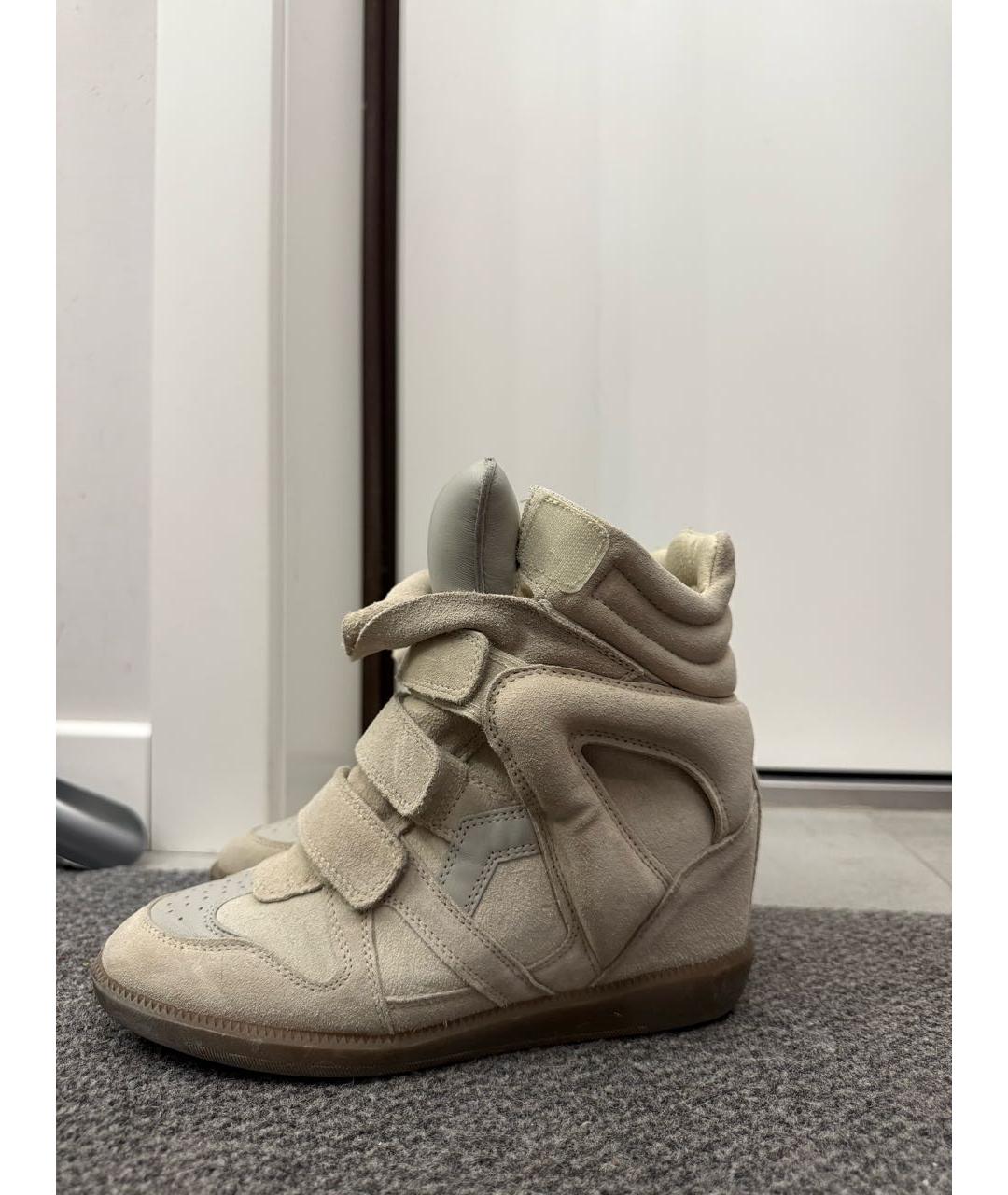 ISABEL MARANT Бежевые замшевые кеды, фото 3