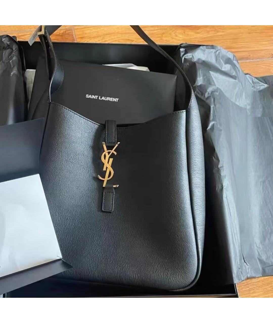 SAINT LAURENT Черная кожаная сумка через плечо, фото 5