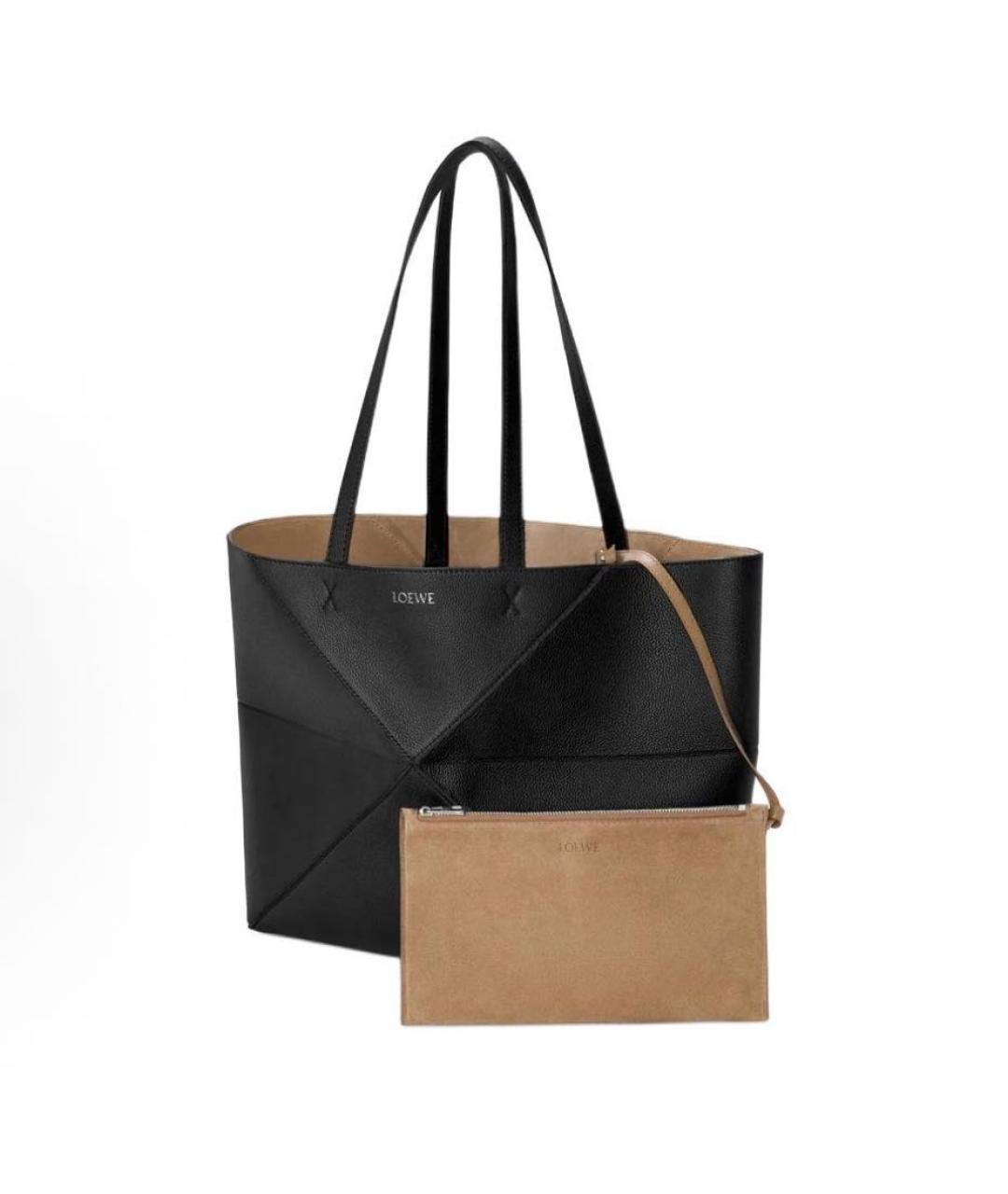 LOEWE Черная кожаная сумка тоут, фото 3