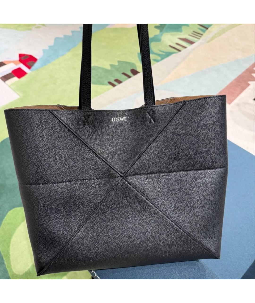 LOEWE Черная кожаная сумка тоут, фото 8