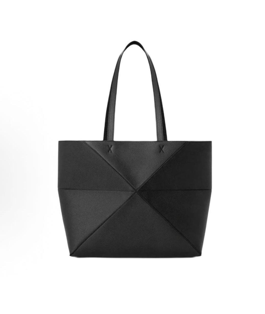 LOEWE Черная кожаная сумка тоут, фото 4