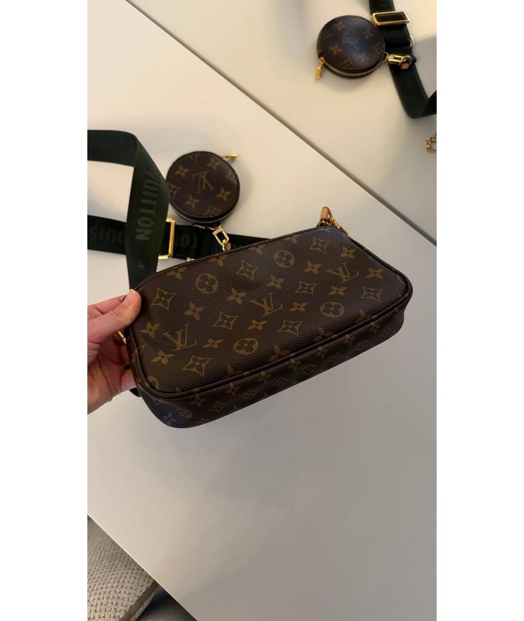 LOUIS VUITTON Коричневая кожаная сумка через плечо, фото 4
