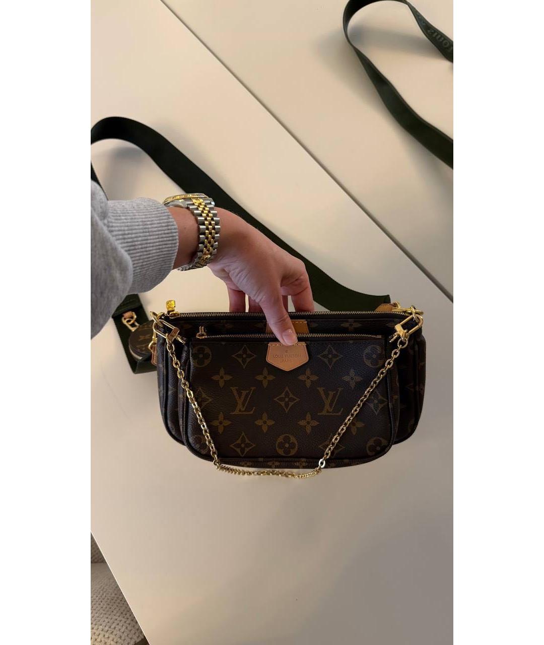 LOUIS VUITTON Коричневая кожаная сумка через плечо, фото 6