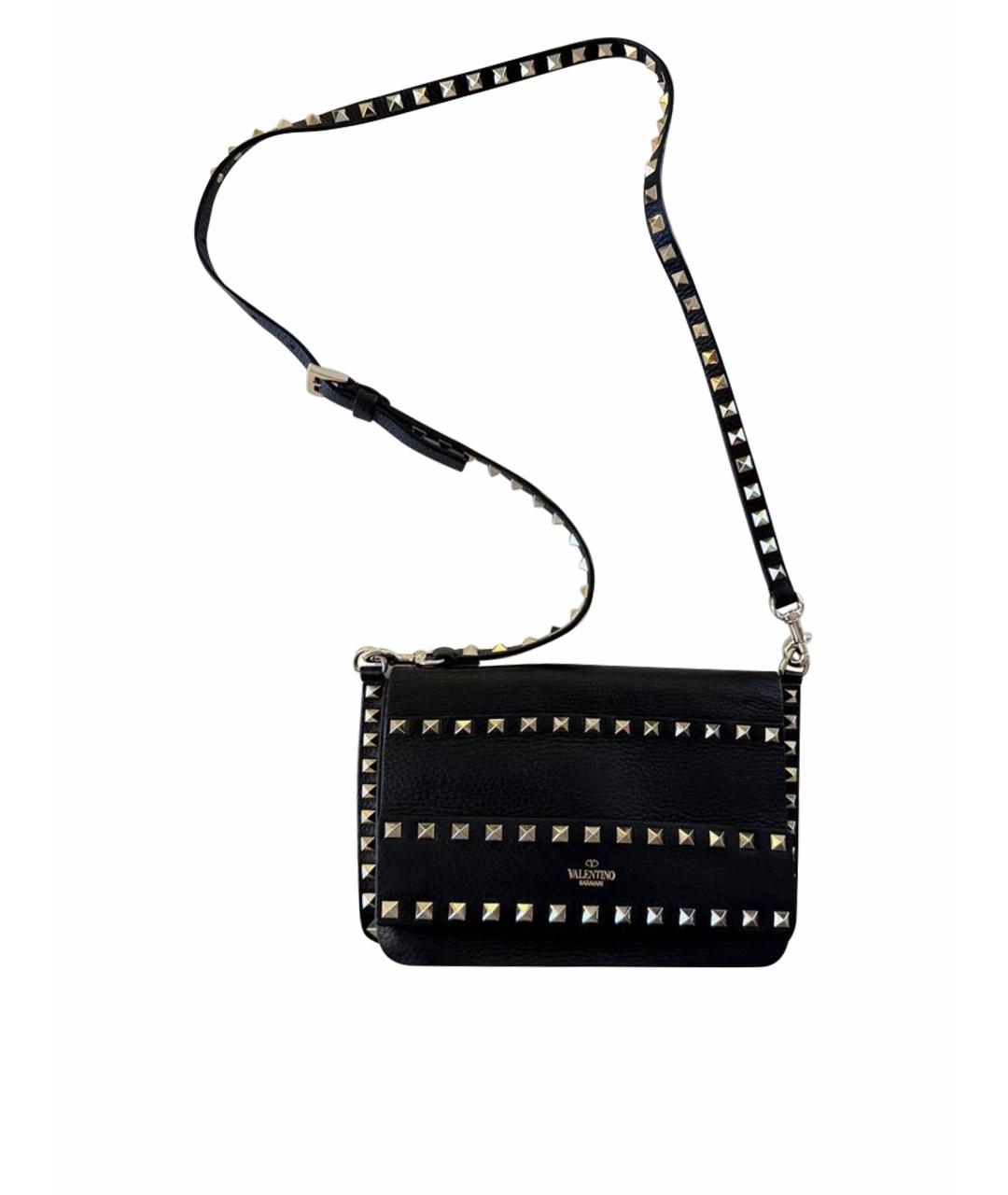 VALENTINO Черная кожаная сумка через плечо, фото 1
