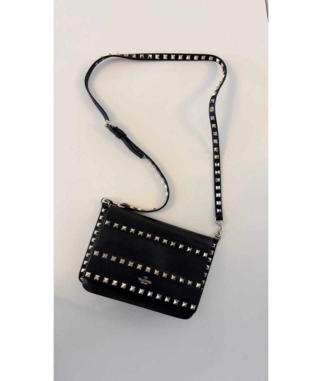 VALENTINO Черная кожаная сумка через плечо, фото 7
