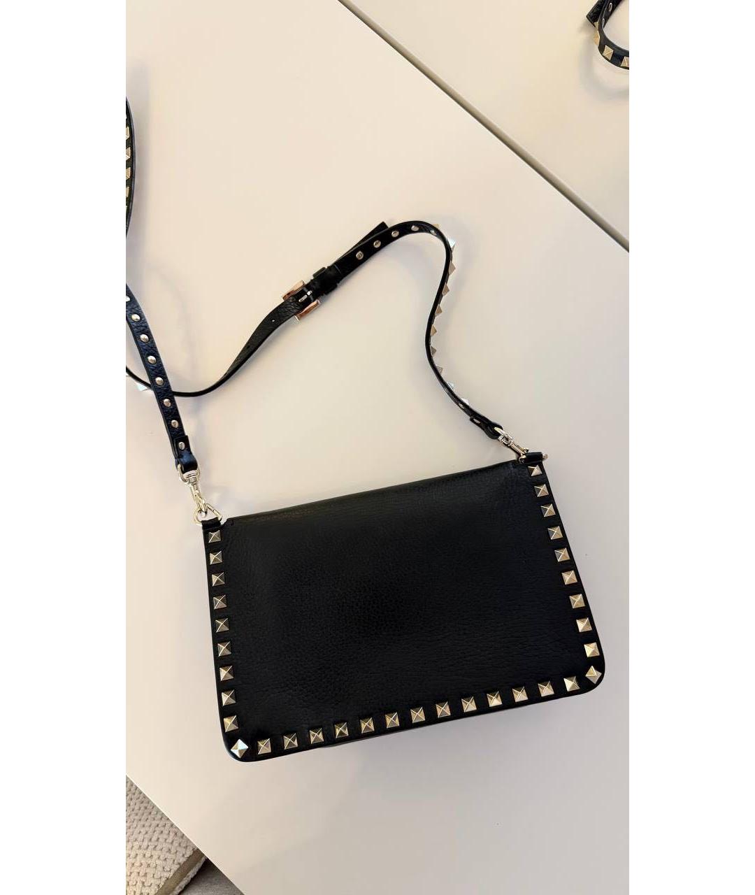 VALENTINO Черная кожаная сумка через плечо, фото 3