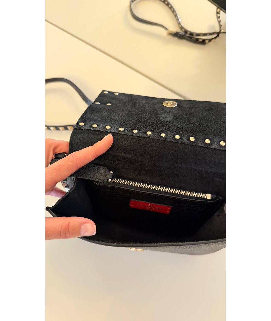 VALENTINO Черная кожаная сумка через плечо, фото 4