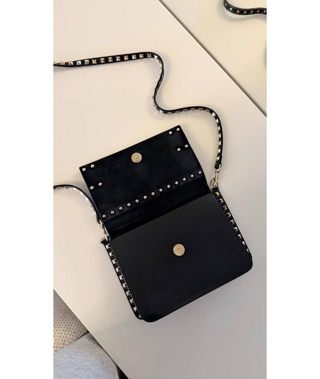 VALENTINO Черная кожаная сумка через плечо, фото 6