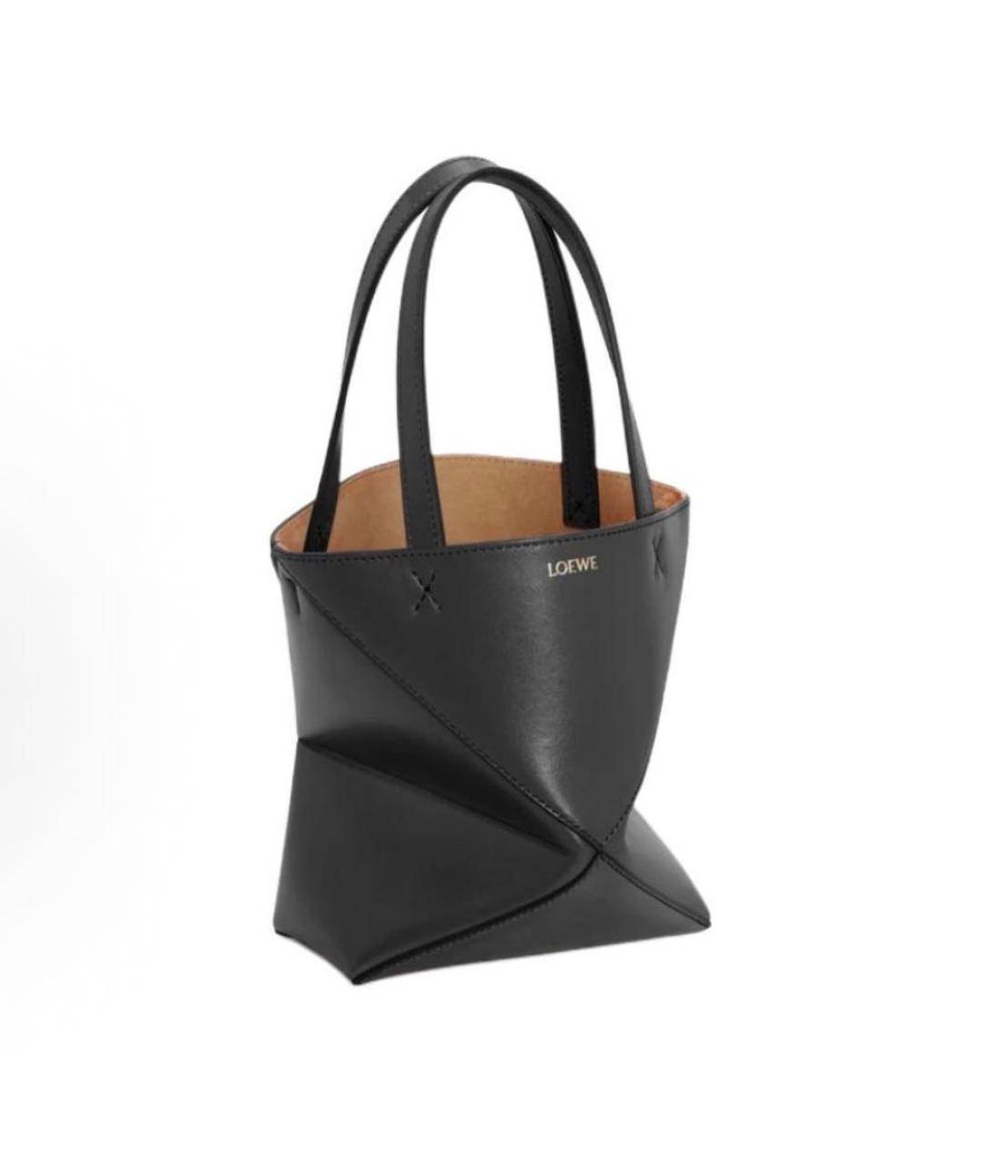 LOEWE Черная кожаная сумка тоут, фото 4