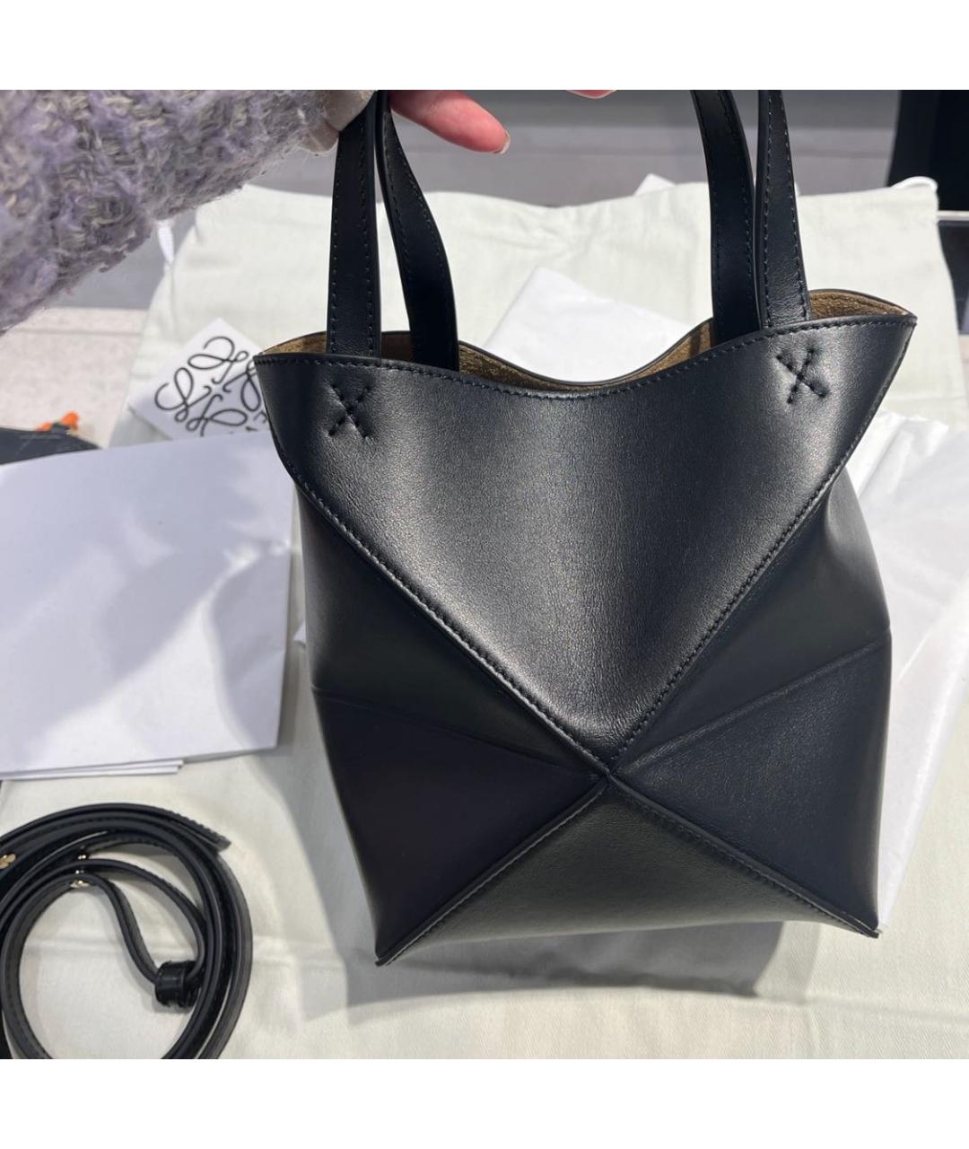 LOEWE Черная кожаная сумка тоут, фото 7