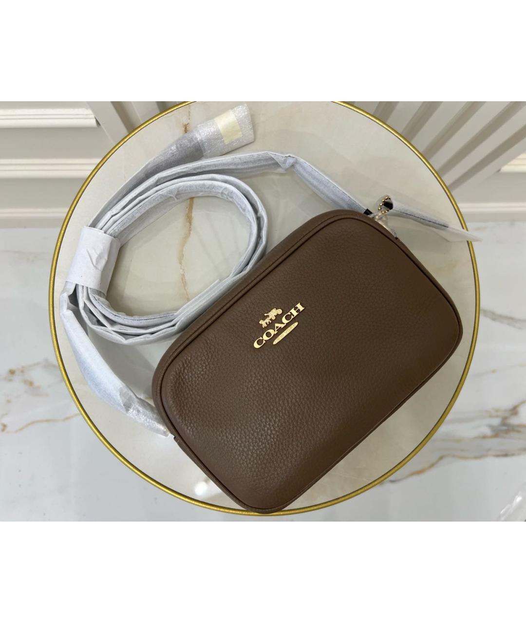COACH Коричневая кожаная сумка через плечо, фото 3
