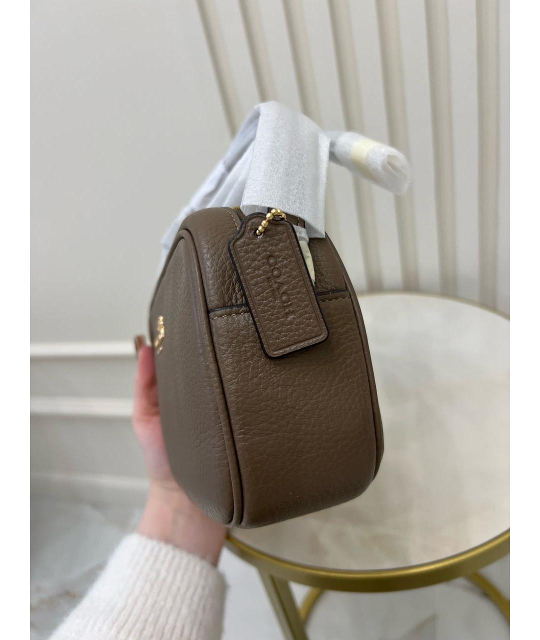 COACH Коричневая кожаная сумка через плечо, фото 5