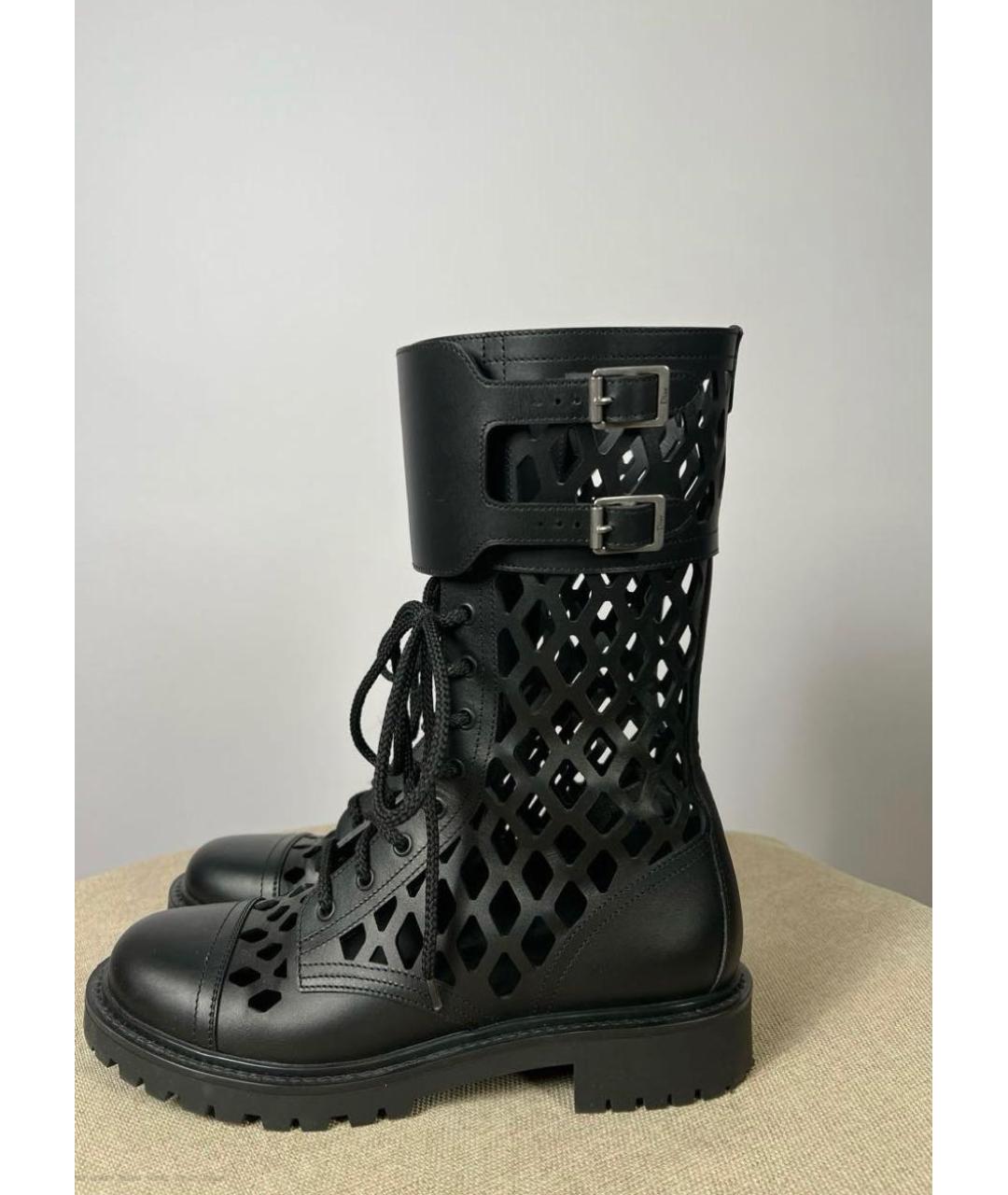 CHRISTIAN DIOR Черные кожаные ботинки, фото 2