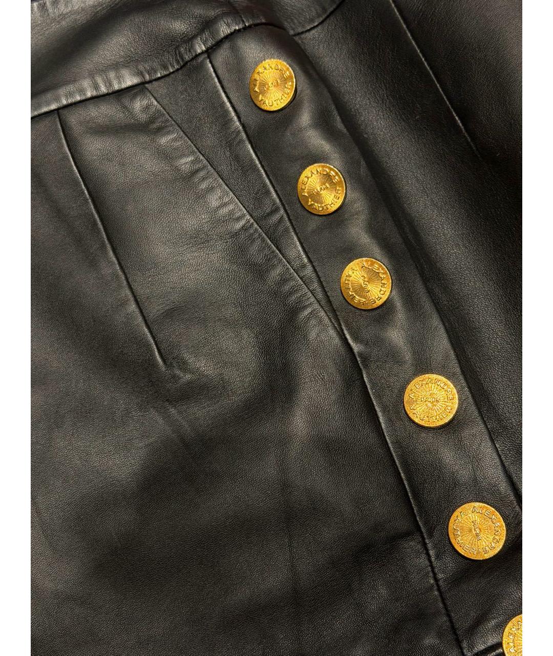 ALEXANDRE VAUTHIER Черная кожаная юбка миди, фото 4