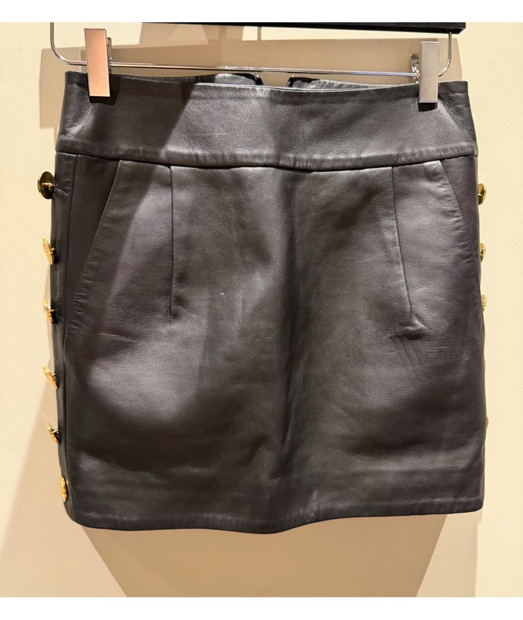 ALEXANDRE VAUTHIER Черная кожаная юбка миди, фото 5