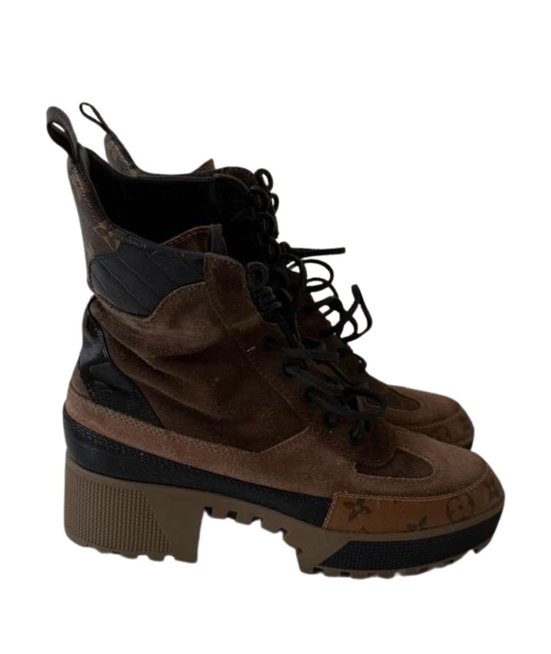 LOUIS VUITTON Коричневые замшевые ботинки, фото 1