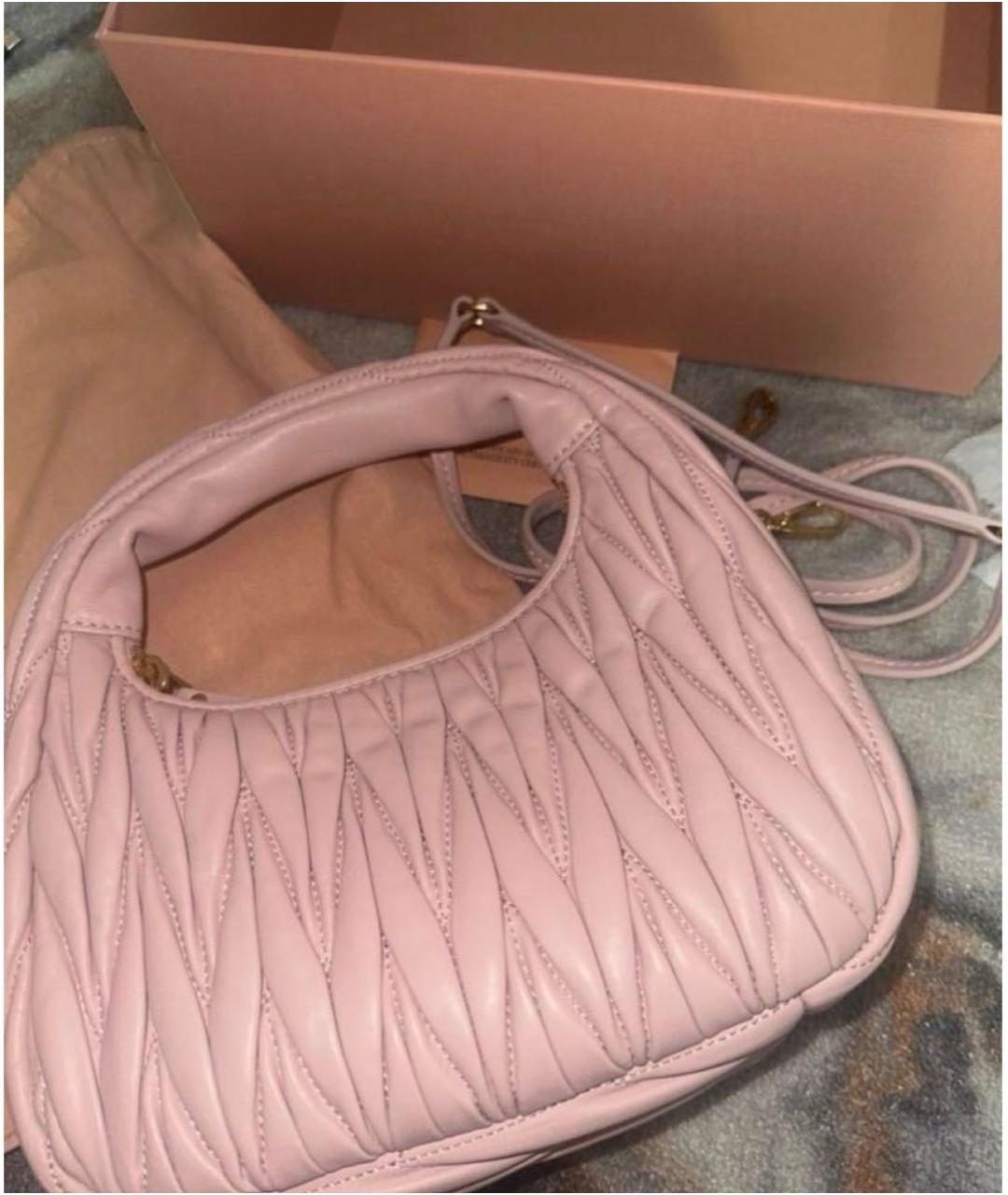 MIU MIU Розовая кожаная сумка с короткими ручками, фото 2