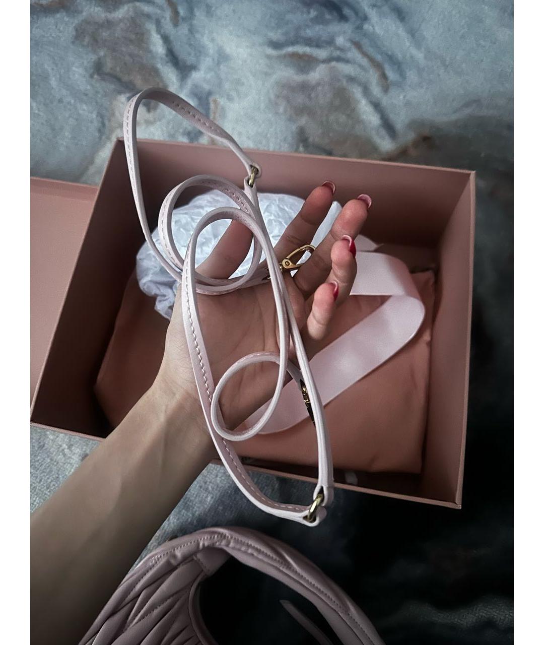 MIU MIU Розовая кожаная сумка с короткими ручками, фото 8