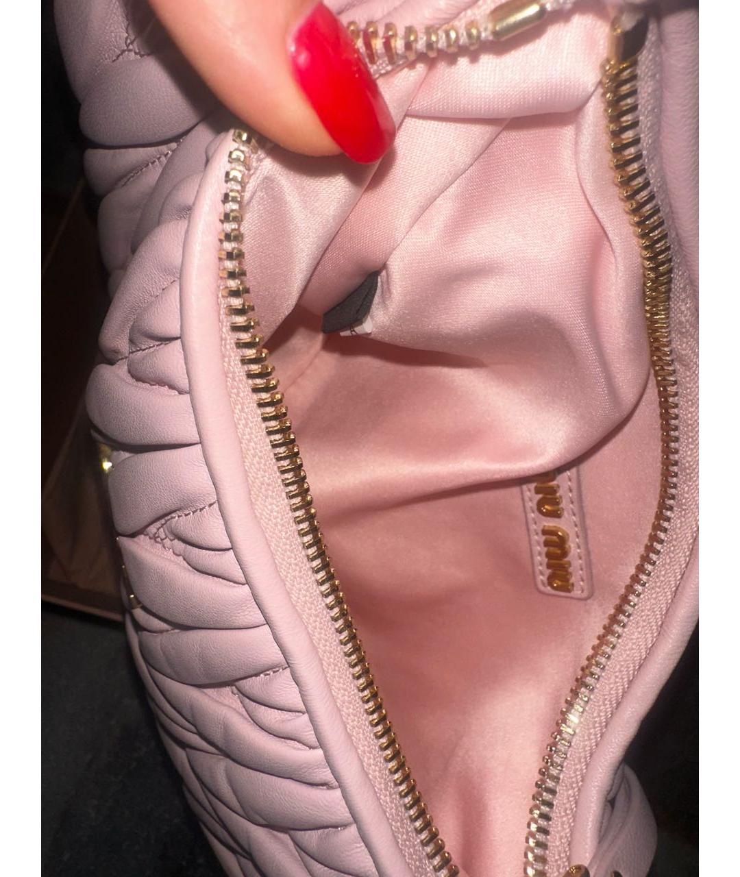 MIU MIU Розовая кожаная сумка с короткими ручками, фото 3