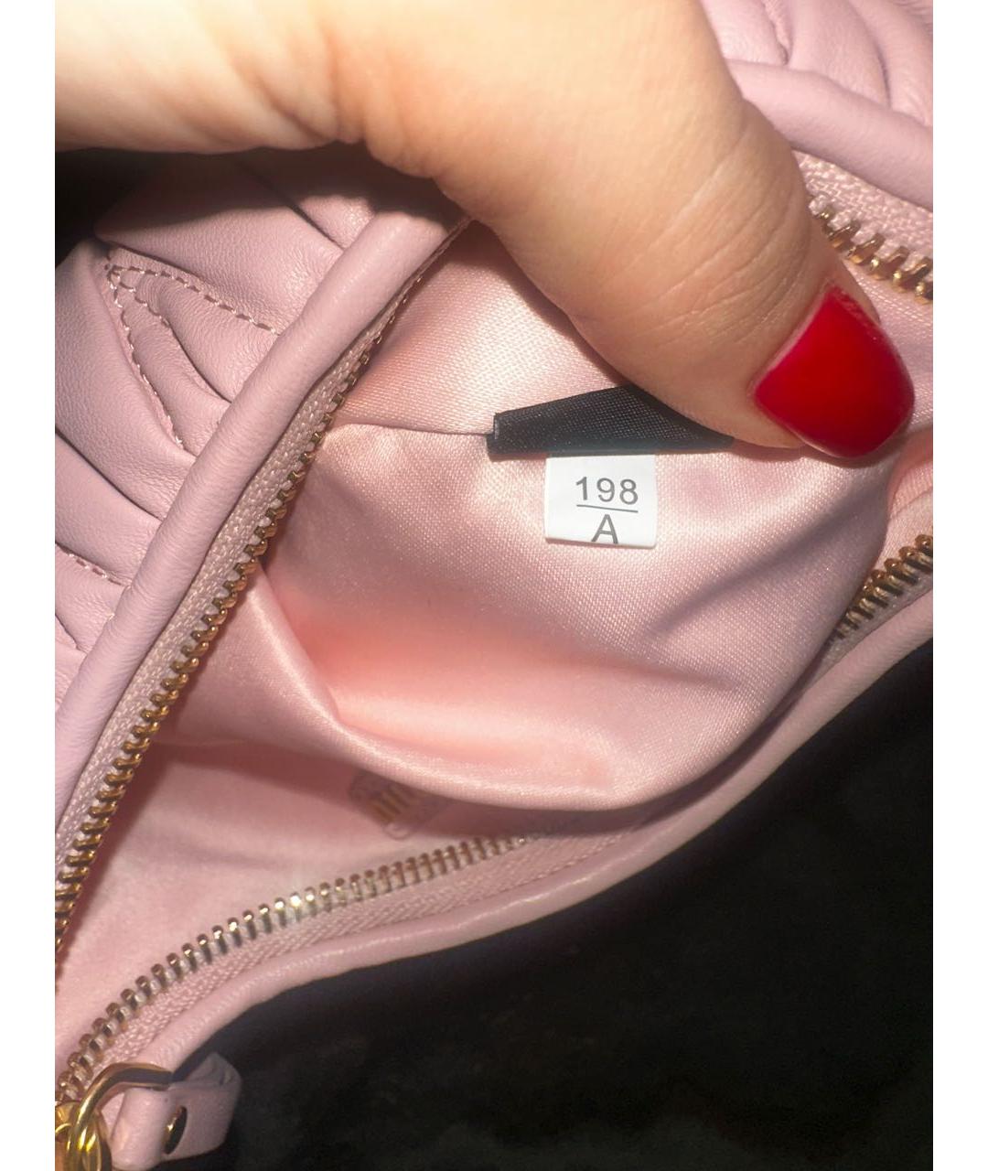 MIU MIU Розовая кожаная сумка с короткими ручками, фото 6