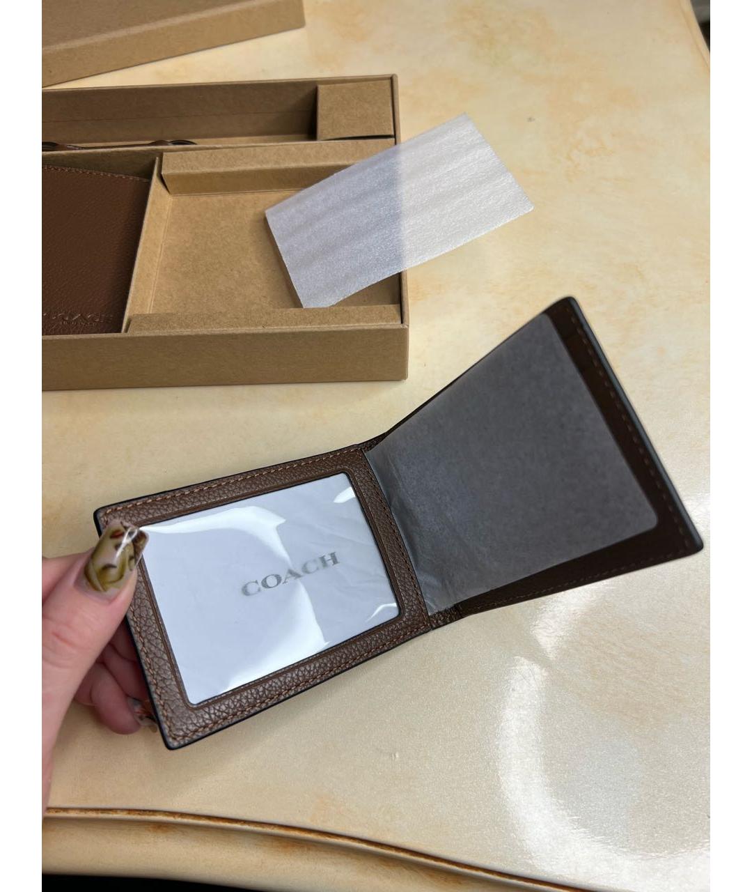 COACH Коричневый кожаный кошелек, фото 6