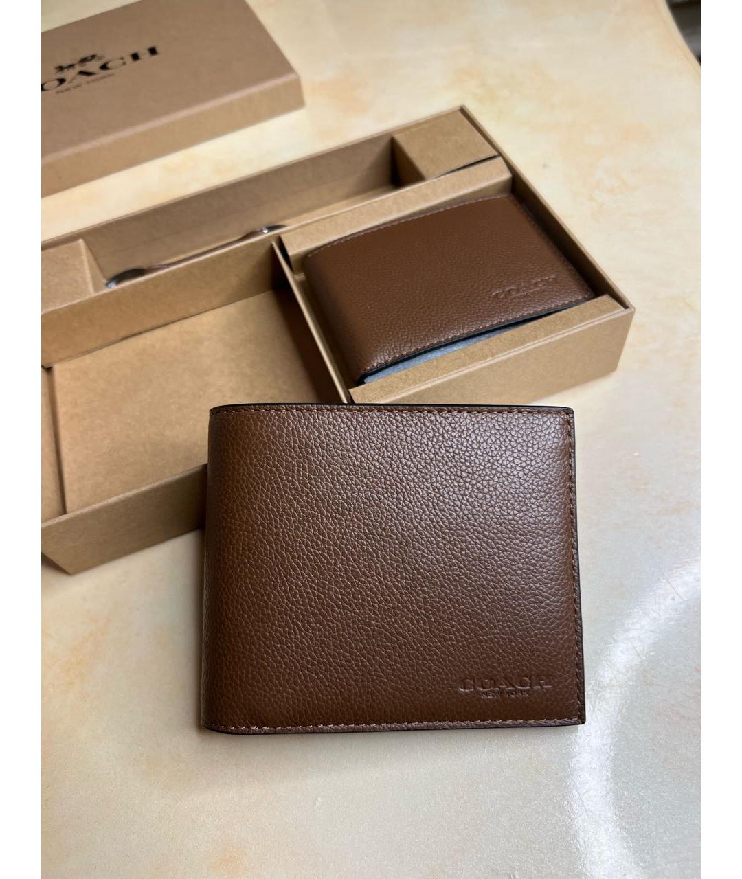 COACH Коричневый кожаный кошелек, фото 4