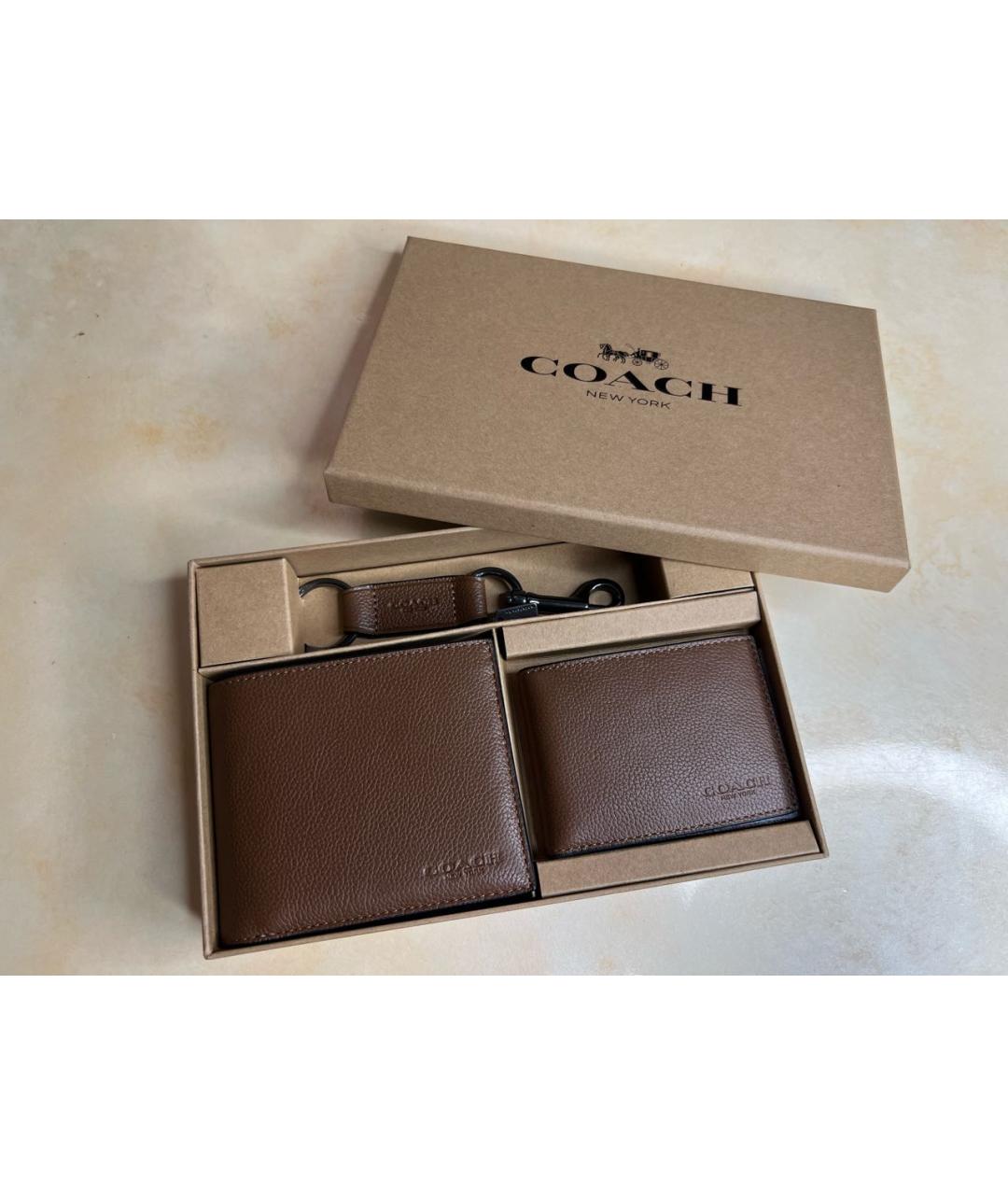 COACH Коричневый кожаный кошелек, фото 3