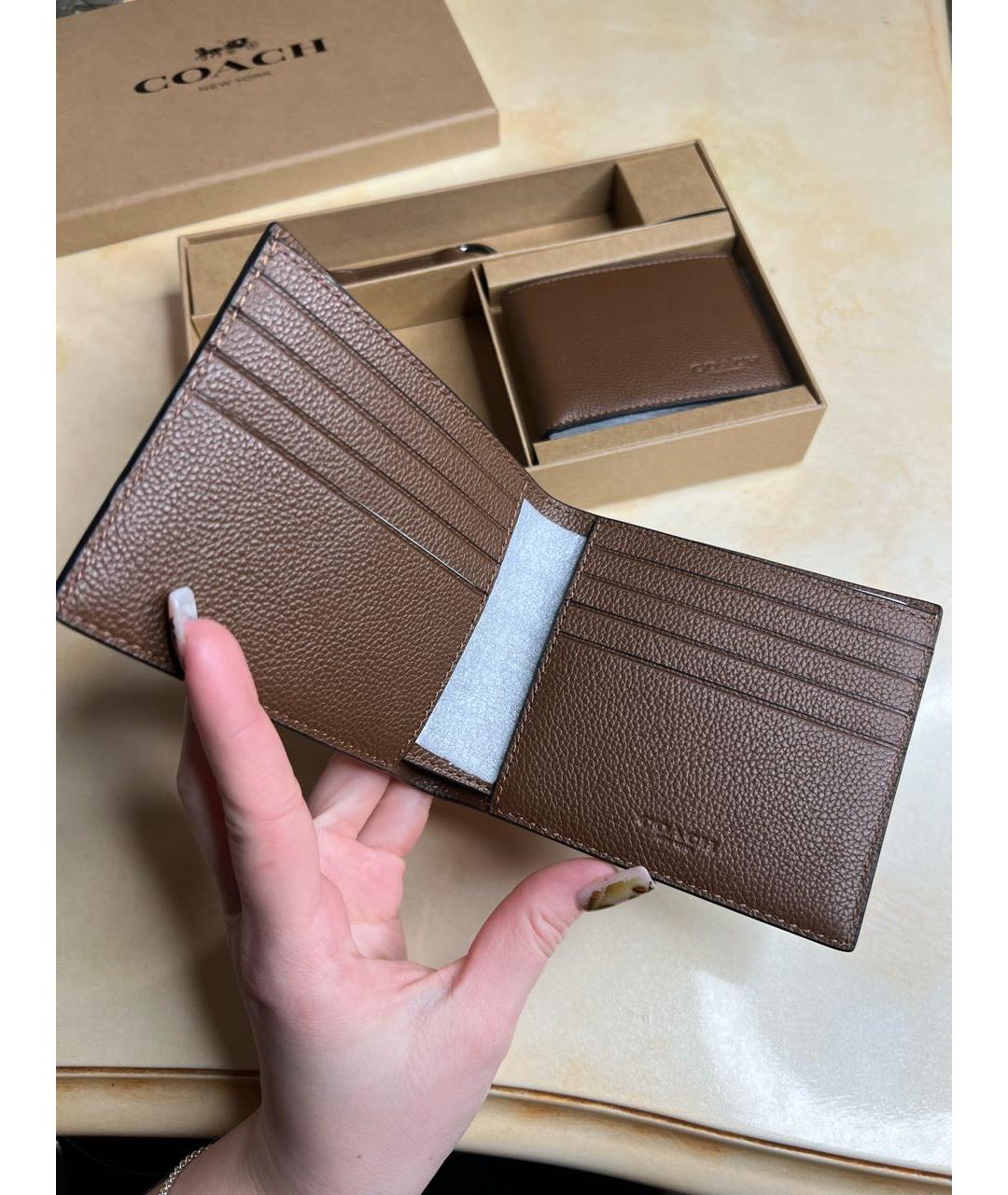 COACH Коричневый кожаный кошелек, фото 5
