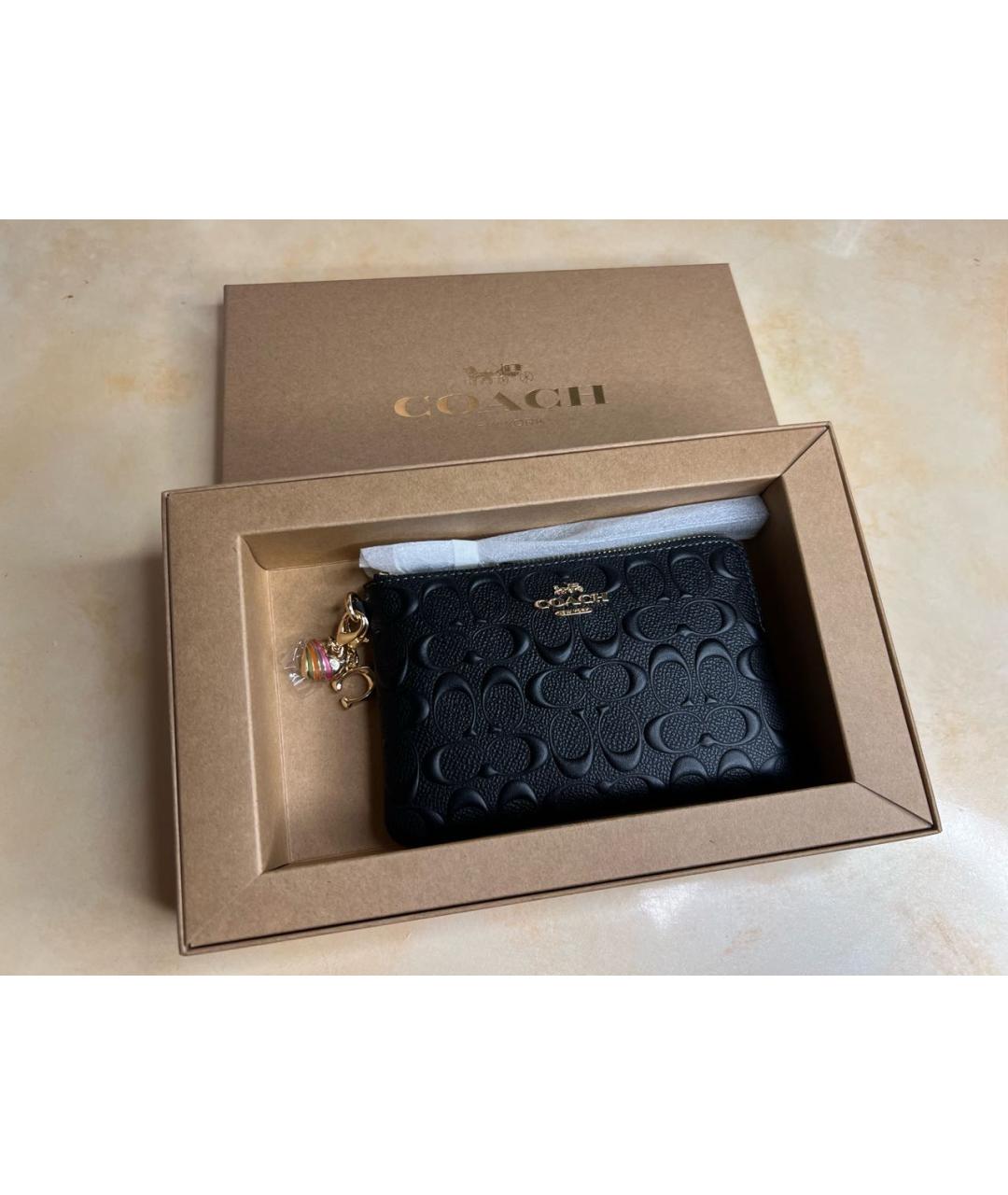 COACH Черный кожаный кошелек, фото 2