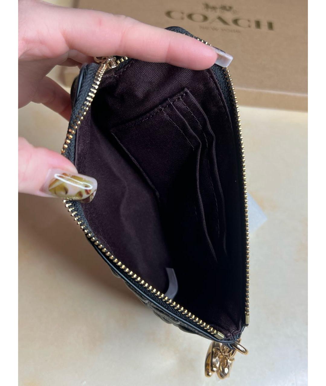 COACH Черный кожаный кошелек, фото 6