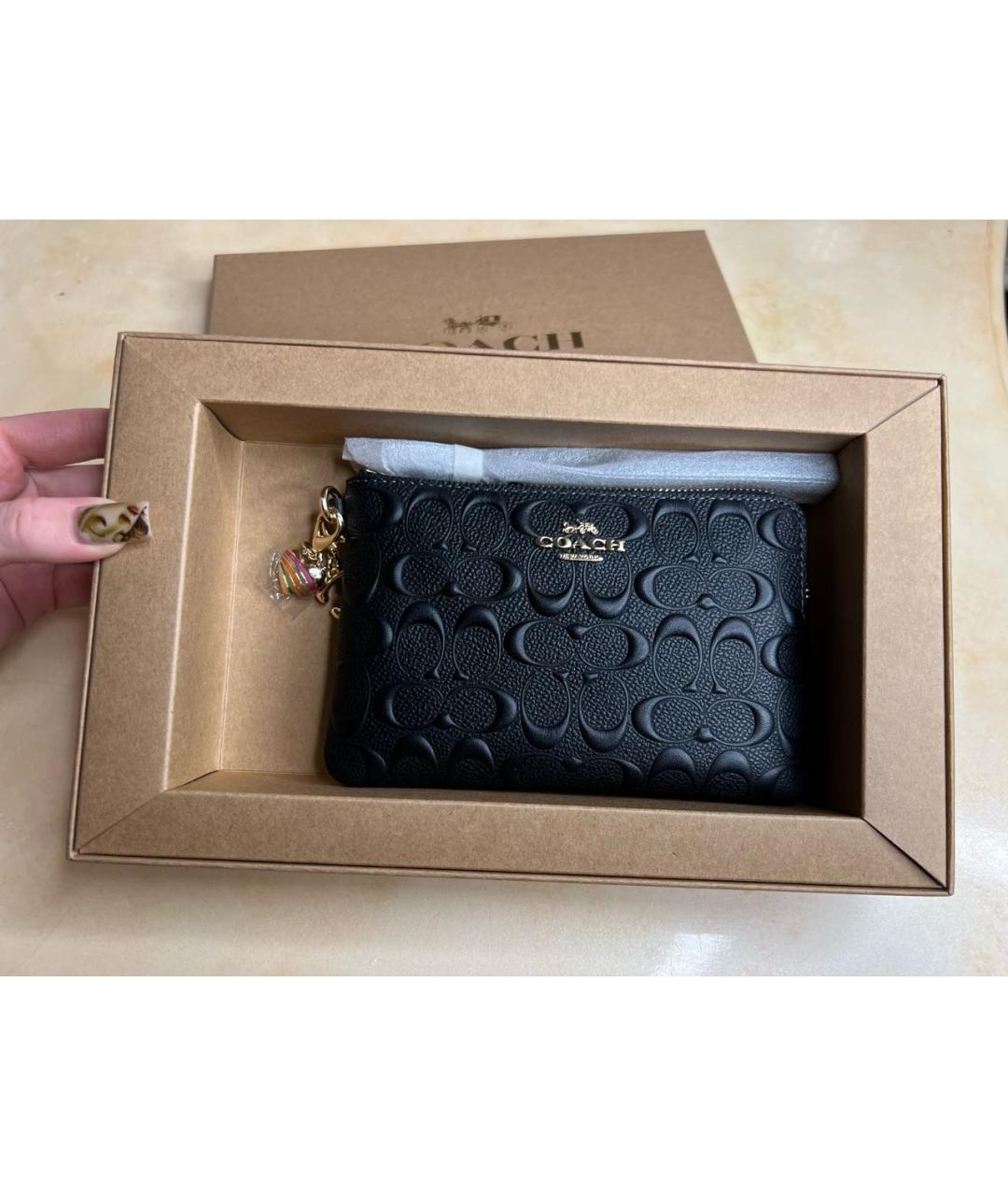 COACH Черный кожаный кошелек, фото 3