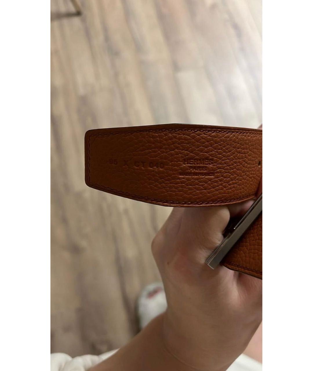 HERMES Коричневый кожаный ремень, фото 3