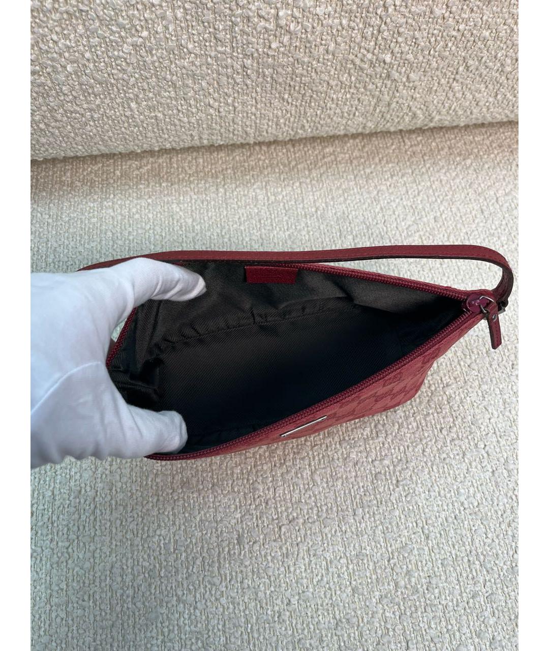 GUCCI Красная тканевая сумка с короткими ручками, фото 5