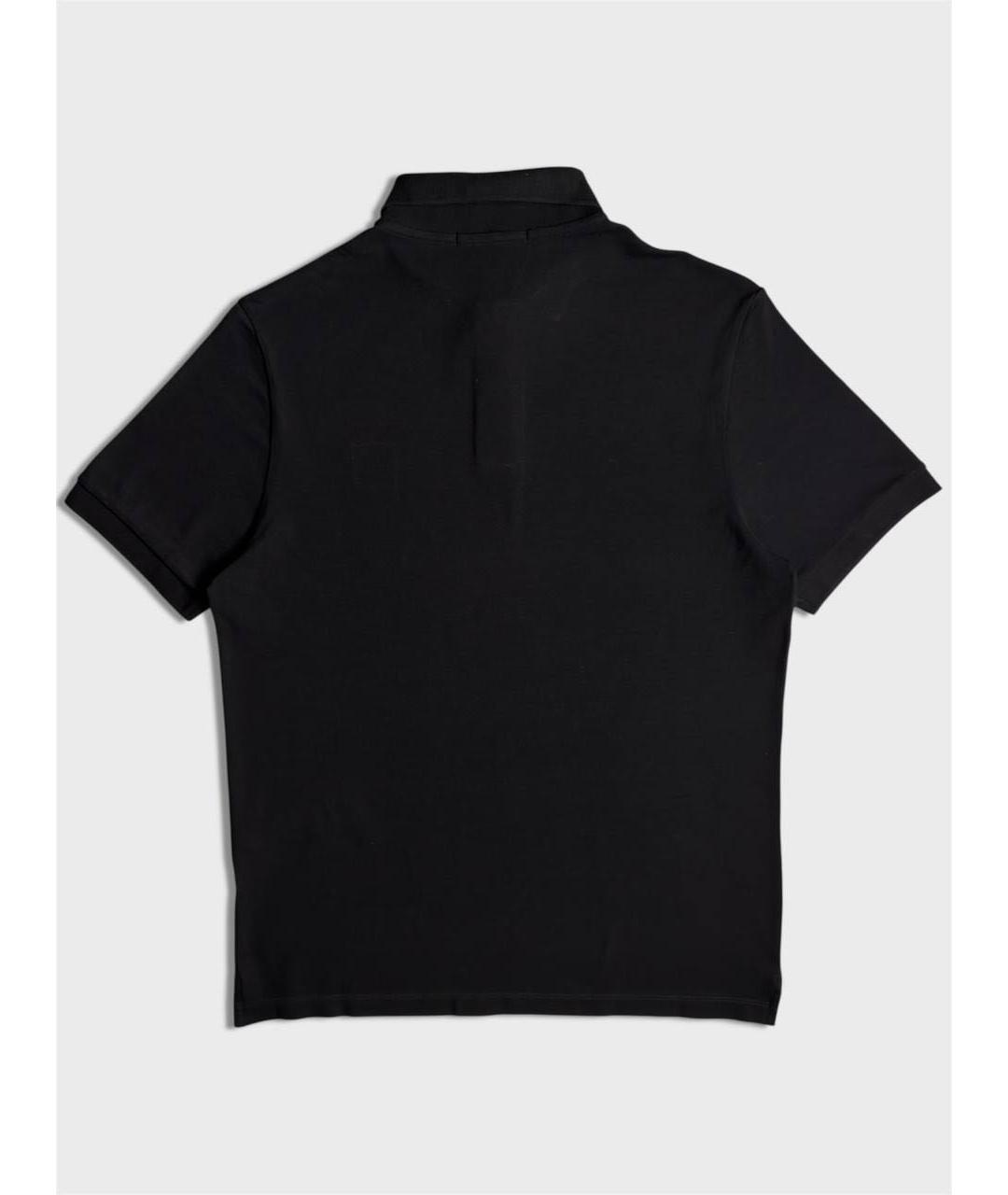 STONE ISLAND Черное хлопковое поло с коротким рукавом, фото 2