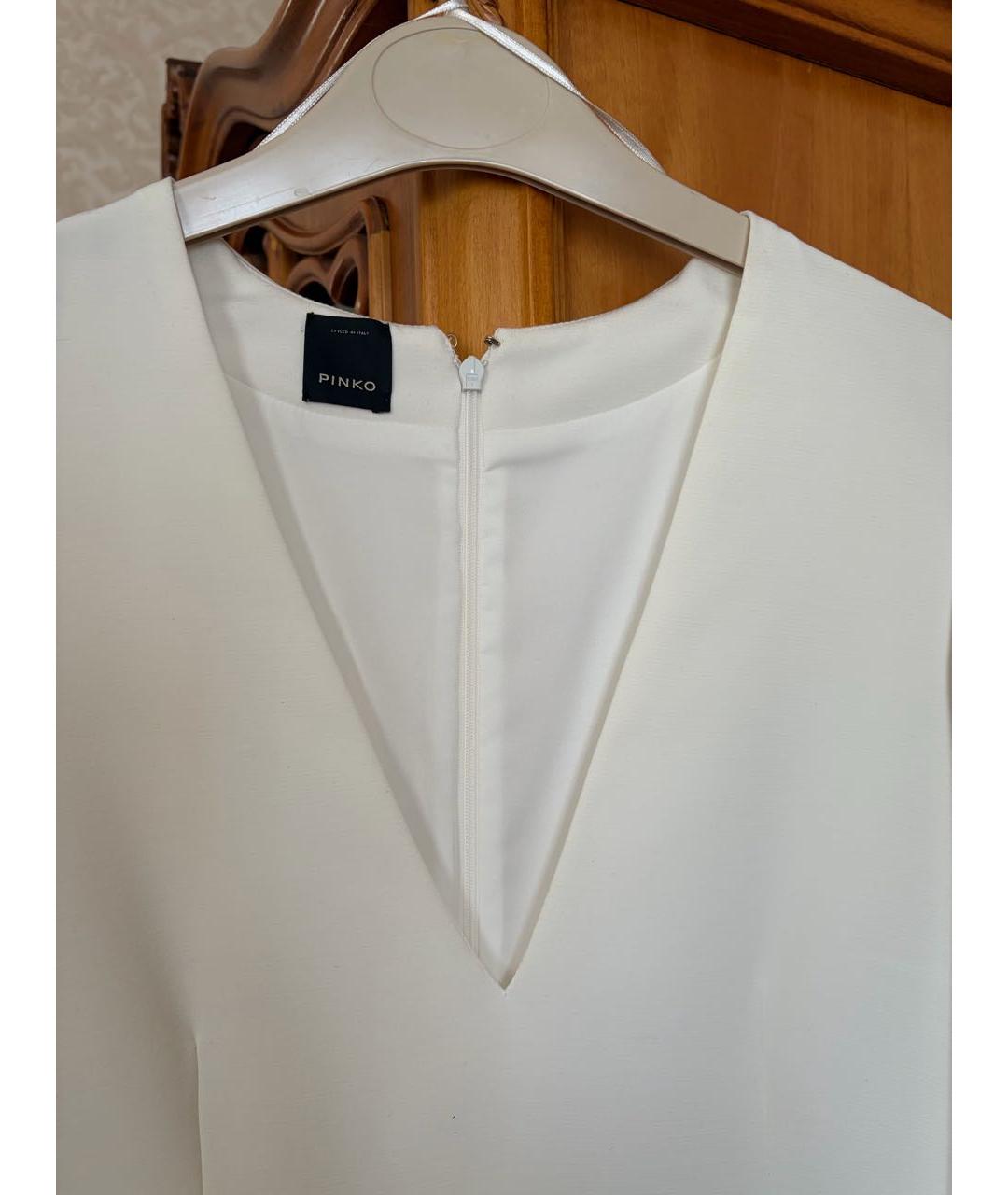 PINKO Белое хлопко-эластановое повседневное платье, фото 4