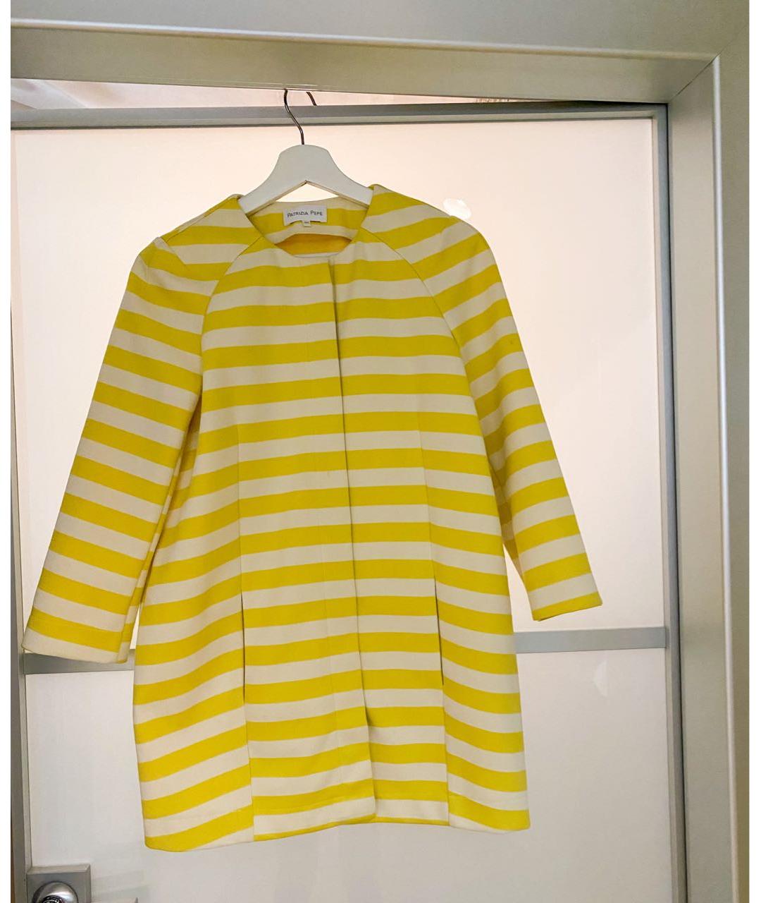 PATRIZIA PEPE Желтый хлопко-эластановый тренч/плащ, фото 8