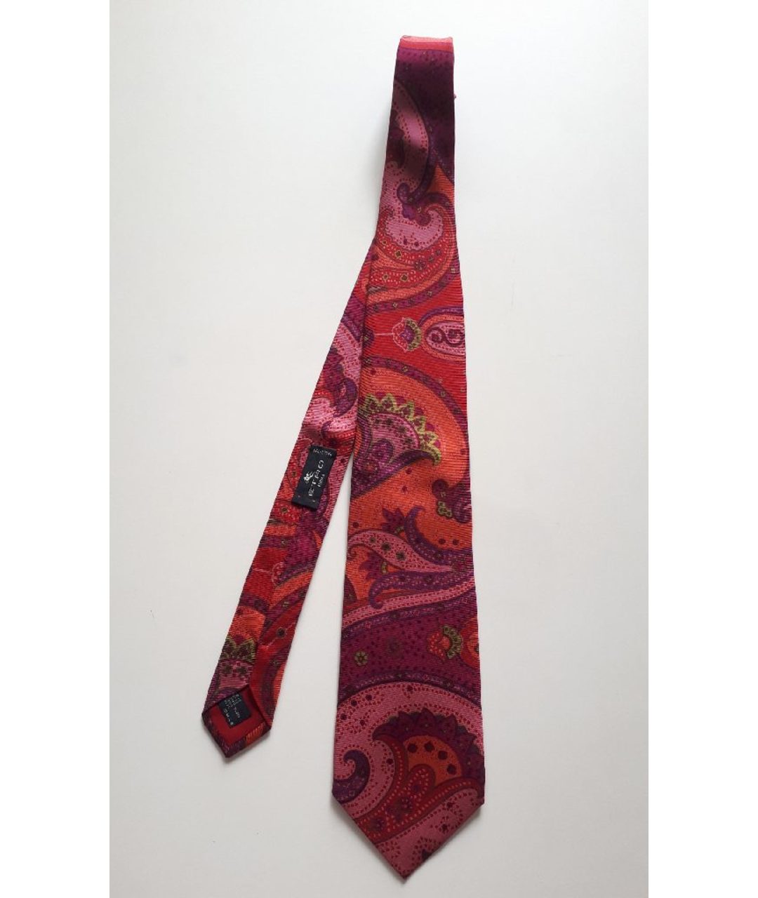 ETRO Коралловый шелковый галстук, фото 8