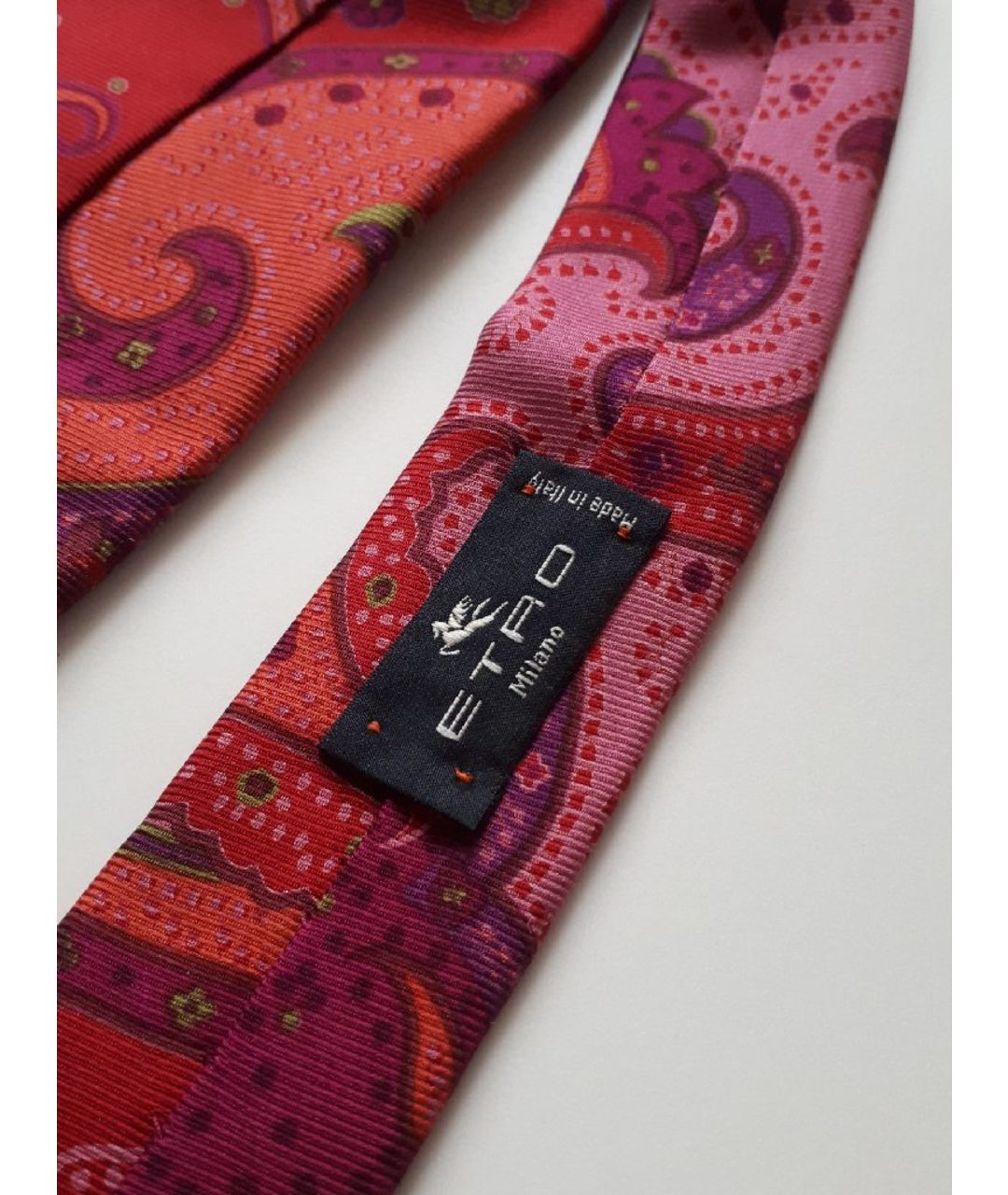 ETRO Коралловый шелковый галстук, фото 6